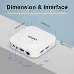 Android 14 TV Box 2025, LEFFOT M1 Plus 4K Ultra HD Streaming Device for TV, 2GB RAM + 16GB ROM, Smart TV Box with Google Assistant Voice Remote, HDR 10, 2.4G & 5G WiFi 6, BT 5.4, RK3528 Quad-Core A53