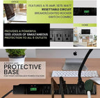 GoGreen Power Inc. (G-16315-15BK-2) 6 Outlet Surge Protector, 15FT Cord, Black, 2 Pack