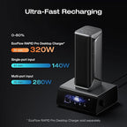 EF ECOFLOW Rapid Pro X Power Bank, 27650mAh, 300W, 140W Built-in Cable, 3-Port Portable Charger, 140W Output, Up to 320W Recharge, 3.9" Display, 2 ft Retractable Cable, Compatible with iPhone, Laptop