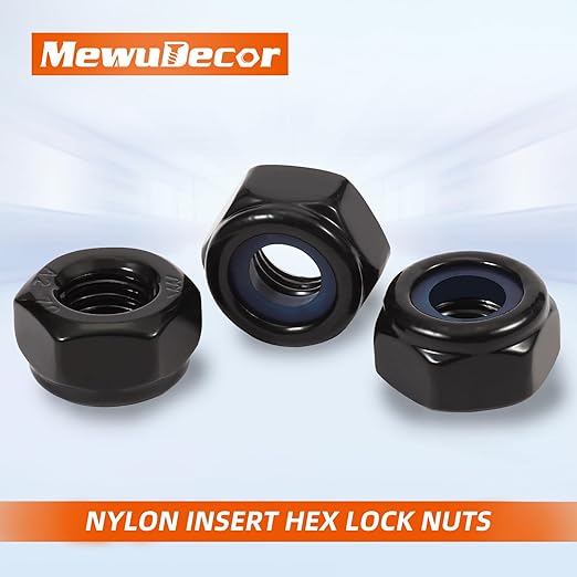 MewuDecor 5/16-18 Nylon Insert Hex Lock Nuts Locknuts, 304 Stainless Steel 18-8, Black Oxide, 100 PCS