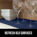 GORILLA GRIP powerGRIP Drawer Shelf and Cabinet Liner, Thick Strong Hold, Non-Adhesive Liners Protect Kitchen Cabinets and Cupboard, Bathroom Drawers, Easy Install, Breathable Mat, 17.5" x30', Navy