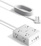 Flat Plug Surge Protector Power Strip, 6ft Ultra Thin Extension Cord with 4 USB (2 USB C Port), 8 Outlets Desk Charging Station, Wall Mountable Outlet Extender for Home Office, College Dorm Room