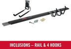 Rubbermaid FastTrack Garage Storage Utility Hooks 5 Piece Black All in One Rail Hook Kit and Tool Organizer Heavy Duty for Home/Garage/Shed/Garden