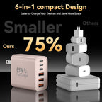 USB C Fast Charger Block, iPhone Charger Fast Charging Blocks 65W Multi Port Charger 6-Ports PD & QC Charging Cube Brick Power Adapter Type C Wall Chargers for iPhone 17/16/15/14/13/12 Pro Max, iPad