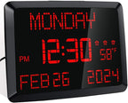 Digital Clock Large Display 11.5", Calendar Clock with Date,Time,Day of Week,Temperature,2 USB Chargers,3 Alarms,5Dimmer& 12/24H,Wall clock/Desk clock for Seniors,Dementia,Memory Loss,Impaired Vision
