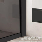 Bathroom Shower Door Screen, 34 in. W x 74 in. H Single Panel Frameless Shower Screen with Tempered Glass, for Bathroom and Bathtub, Smoked Gray Shower Door Screen with Matte Black Rods