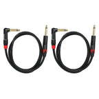 Rannsgeer 2 Pack 1/4 Inch TS Right Angle to 1/4 Inch TS 3 Feet Cable (3 Ft 2 Pack)