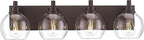 METWET Bathroom Light Fixtures Over Mirror, 4-Light Oil Rubbed Bronze Bathroom Vanity Light with Globe Clear Glass Shade, 26 Inch Modern Sconces Wall Lighting, VL195-ORB-4