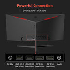 Z-Edge 30" Curved Gaming Monitor, WFHD1080P 200Hz 165Hz Monitor, MPRT 1ms, 21:9 Aspect Ratio, 1500R Curved, 16.7M Colors, 3000:1 Contrast, UG30 PIP-PBP, 2X DP 1.4 Ports and 2X HDMI 2.0 Port