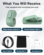 DATAFY Page Turner Ring for Kindle, Remote Control Paperwhite Oasis Scribe Kobo eReaders, Page Turner Clicker for Kindle iPhone ipad Tablets with Camera Video Record & Shutter Selfie Matcha Green