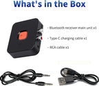 M1R Bluetooth 6.0 Wireless Audio Receiver & Adapter Ideal for TV, Stereo, Speakers, with RCA & AUX, Hands-Free Calling, 20m Range
