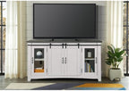 Martin Svensson Home Rustic 65” Solid Wood TV Stand with Storage, White Stain with Grey Stain Top