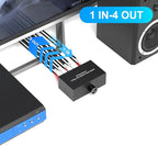 Dingsun 4-Way Stereo Audio Switcher, Bi-Directional Right and Left Channel Audio Selector Box for Blu-ray Players or DVD Players Active Speakers (4In-1Out /1In-4Out)(1In-4Out /4In-1Out)