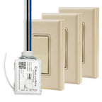 RunLessWire 4-Way Battery-Free DIY Wireless Light Switch Kit 150ft RF Range Self-Powered by Kinetic Energy for Hallways & Stairways: 3 Remote Switches Control 1 5A On/Off Receiver – Light Almond