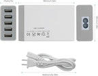 Desktop 5 Port USB Wall Charger 40W 8A, USB Hub Charging Station for Multiple Devices, Protable Multi Port USB Charger for Cell Phone, Tablet, Android Smart Phone and More