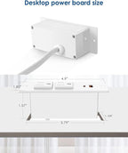 Recessed Power Strip USB C PD 30W Fast Charging,Flush Mount Desk Recessed Outlet,Space-Saver for Furniture Side Table,2 USB Ports,2 AC Outlets,6ft Cord,Ultra Thin Flat Plug,White