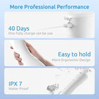 Water Flosser [Dental Cordless Portable] 6 Modes & IPX7 Waterproof Rechargeable Oral Irrigator Water Teeth Cleaner Floss Pick, Home Use WaterFlossers for Braces Bridges/Gum Care (White)