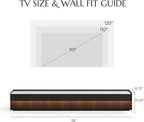 POVISON Fully-Assembled Mid Century Glossy Sintered Stone TV Stand, 118.11" Wood Media Console with Adjustable LED Light, Entertainment Center with Storage for Living Room(Black)