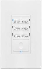 Enerlites HET06 12 Hour Timer Switch for Patio, Path, Porch Lights and Sprinklers | 30min-12Hr, Timer for fan motor and ventilation, 1/2HP Support, Single Pole, UL Listed, Neutral Wire Required, White