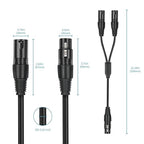 2 Pack XLR Y Splitter, 1.5FT XLR Female to Dual Male, Balanced Mic Audio Cables for Stereo Mic to L&R Audio