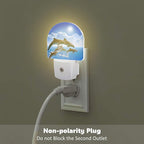 sndheke Jumping Dolphins Night Light Plug into Wall, Blue Sea and Bright Sky Dusk to Dawn Night Light Plug in,0.5w Energy Saving Sleep Friendly NightLight for Kids Boys Girls Home Decor
