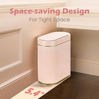 Bathroom Sensor Trash Can with Lid Automatic 2 Gallon Motion Sensor Garbage Bin, 7.5 Liter Slim Waterproof Plastic Wastebasket, Bathroom Decor for Bedroom, Office, Living Room, Pink