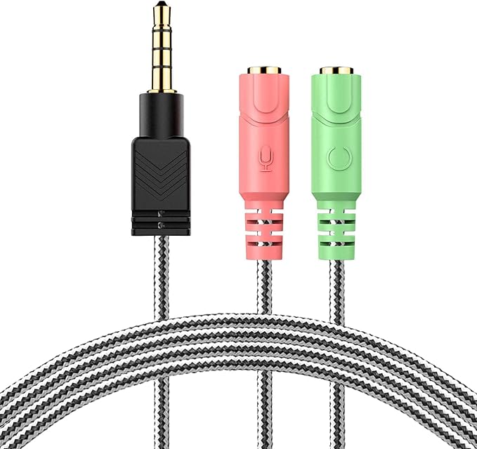 MillSO Headset Adapter, 3.3 Feet 3.5mm Mic and Audio Headphone Splitter (TRRS Male to 2 TRS Female) CTIA 4 Pole Stereo Jack Y Cable for Dual-Plug Headset to PS4, Xbox One, Phone, Laptop, PC
