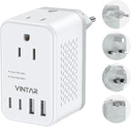 220V to 110V Voltage Converter US to Europe, VINTAR 2000W Detachable Power Converter Adapter Combo with Type A/C/G/I Plugs, International Travel Converter for Hair Dryer Straightener Curling Iron