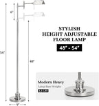 Dimmable Pharmacy Floor Lamp with Remote, 17W LED Reading Floor Lamp with 360°Swing Arm, 3 Color Temperature, Height Adjustable Silver Standing Task Lamp for Living Room, Bedroom, Brushed Nickel
