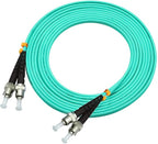 Jeirdus 30Meters 100ft ST to ST Duplex 50/125 10G OM3 Multi-Mode Fiber Optic Cable Jumper Optical Patch Cord ST-ST