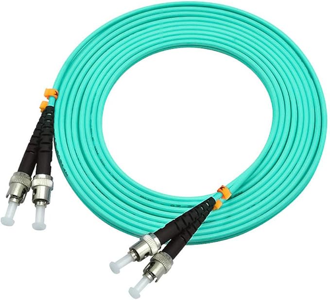 Jeirdus 2Meters 6ft ST to ST Duplex 50/125 10G OM3 Multi-Mode Fiber Optic Cable Jumper Optical Patch Cord ST-ST