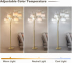 Fansdrick Gold Floor Lamps for Living Room, 4000LM Super Bright Arc Floor Lamp with Remote Control, Large Tall Floor Lamps with Stepless Dimmable, 80" Mid Century Tree Floor Lamp for Bedroom, Office