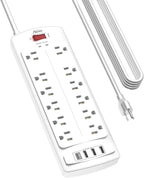 Power Strip, ALESTOR Surge Protector with 12 Outlets and 4 USB Ports, 20 Feet Extension Cord (1875W/15A), 2700 Joules, ETL Listed, White