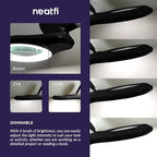 Neatfi LED Magnifying Floor Lamp – 1,200 Lumens, 5” Bifocal Lens with 5 & 20 Diopter, Dimmable, Adjustable Arm, Rolling Base, Floor Lamp for Reading, Sewing, Crafting (5 Inches, Black)