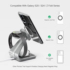 Bonola Wireless Charger for Samsung: Magnetic 3 in 1 Wireless Charging Station for Samsung S25 S24 Ultra S23 S22 S21, Aluminum Alloy Charger Dock Stand for Galaxy Watch Ultra/7/6/5/4, Buds 2/2 Pro
