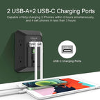 USB Wall Charger, Surge Protector, QINLIANF 5 Outlet Extender with 4 USB Charging Ports (4.8A Total) 3-Sided 1680J Power Strip Multi Plug Outlets Wall Adapter Spaced for Home Travel Office(2U2C),Black
