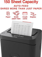 Staples 150-Sheet Micro-Cut Paper Shredder, Autofeed, Anti-Jam, 7.4-Gallon Pull-Out Bin, Black, for Home & Office