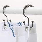 Shower Curtain Hooks, Goowin Shower Curtain Rings, Stainless Steel Shower Curtain Hooks Rust Proof Free Sliding Double Shower Hooks for Curtain, Shower Curtains & Liners (Bronze)