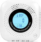 Daffypop Plug-in Carbon Monoxide & Natural Gas Leak Detector, 4-in-1 CO, Methane, Propane Alarm with Temperature & Humidity Monitor for Home, Kitchen, RV, Hotel, Travel – White