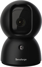 Sensforge 2.5K Black Indoor Pan-Tilt Dome Security Camera, AI Human & Pet Detection, 360° Coverage, Two-Way Audio, Dual-Band Wi-Fi (2.4G/5G), 64GB SD Card Included, No Monthly Fees