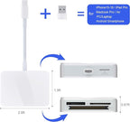SD Card Reader, 4 in 1 USB C to SD/TF/CF/MS Card Reader with USB to USB C Adapter Memroy Card Reader for iPhone 17/16/15 Pro Max iPad Pro MacBook Pro/Air iMac M4/M3/M2 Android Phone/Tablet PC (White)