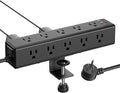 CCCEI Standing Desk Clamp Power Strip with 15 Outlets, Widely Spaced Desktop Edge Mount Surge Protector Outlet, Fast Charging USB-A and USB-C Ports, 4 FT Flat Plug, Black Fit 1.6 inch Table top.