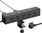 CCCEI Standing Desk Clamp Power Strip with 15 Outlets, Widely Spaced Desktop Edge Mount Surge Protector Outlet, Fast Charging USB-A and USB-C Ports, 4 FT Flat Plug, Black Fit 1.6 inch Table top.