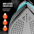 PurSteam SteamTech Elite 1750W Steam Iron, Digital Temp Control & LED Display, Ceramic Soleplate, Adjustable Steam, Self-Clean, Anti-Calc, Anti-Drip, Auto Shut-Off