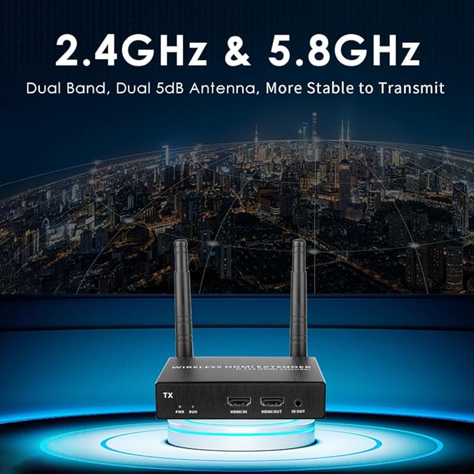 EXVIST 100M 1080P 60FPS Wireless HDMI Transmitter and Receiver Kits W/HDMI Loop-Out, Up to 328ft, IR Support, Suitable for Transmitting from Laptop, PC, YouTube, Xbox One, PS4 to HDTV or Projector