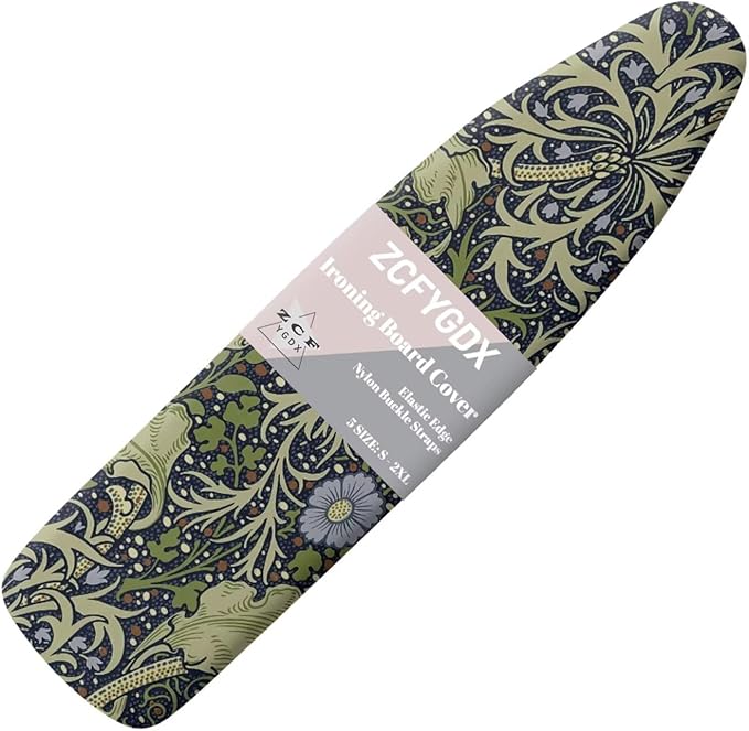 ZCFYGDX William Morris Prints Ironing Board Cover with Elastic Edge 3 Bottom Nylon Buckle Straps Breathable Resist Scorch Staining Suitable for Size-M Iron Board House Oil Paintings Art Decor