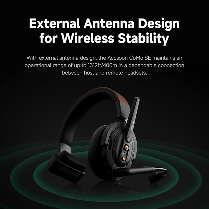 Accsoon Como SE Wireless Headset Intercom System 1312ft Team Communication Group Talk, 30+Hour Battery Life(Only Remote Headset)
