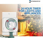 Intermatic TN111K 15-Amp Indoor Timer - Versatile 24-Hour Control - Easy Manual Override and Single 2-Prong Design (2 Pack)