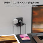 Outlet Extender, Surge Protector Outlet with 5-Multi Plug Outlet and 4 USB Ports(2 USB C), 3-Sided 1680J Power Strip Wall Charger, Multiple-Plug Outlet Splitter for Home Travel Office,ETL Listed,Black
