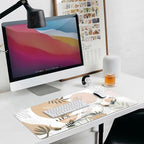 4-in-1 Large Mouse Pad, Keyboard Wrist Rest Pad & Wrist Support Mousepad Set, Extended Desk Pad Waterproof Desk Mat for Home Office Study Game - Leave